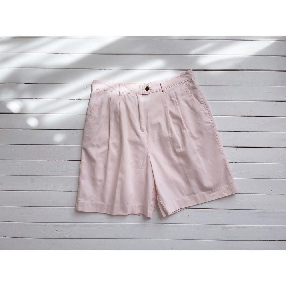 Basic Editions vtg‎ high waist pastel pink cotton khaki pleated trouser shorts